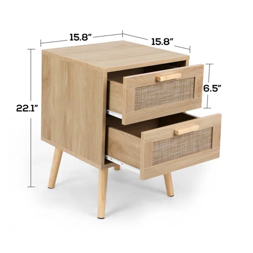 Spurlin Rattan Nightstand With 2 Storage Drawers (Set of 2)