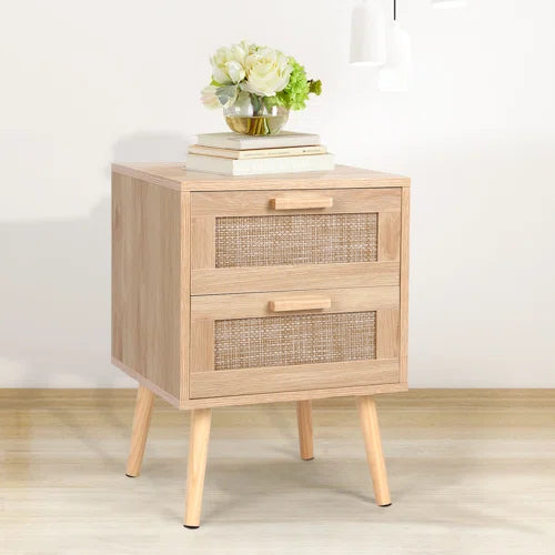 Spurlin Rattan Nightstand With 2 Storage Drawers (Set of 2)